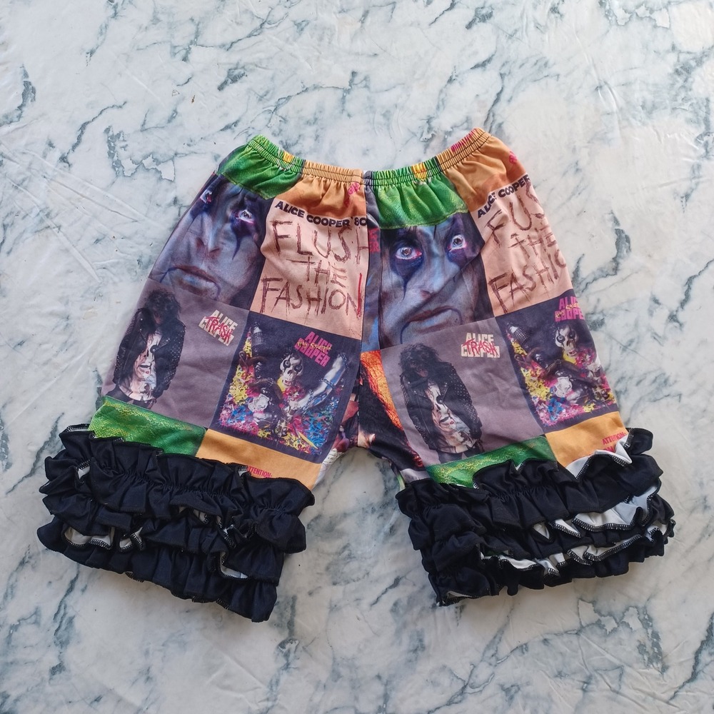 Alice Cooper Ruffle Icings Shorts Girls 8-9 Years 4XL Rock Band Boutique Goth